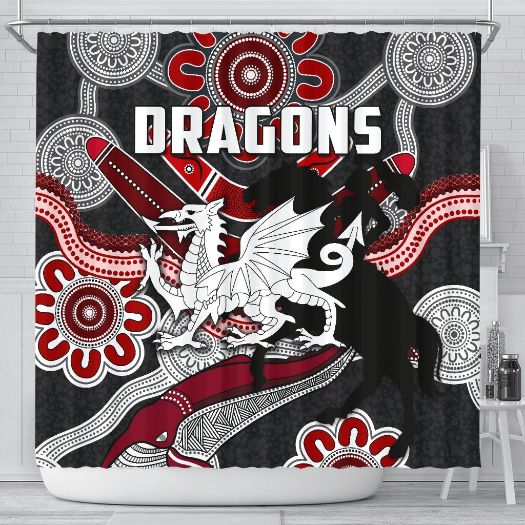 dragons-shower-curtain-st-george-indigenous-black