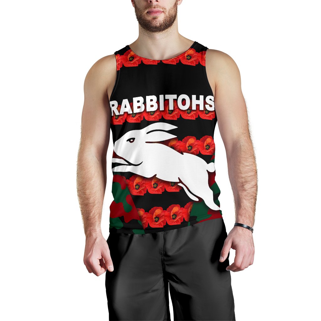 south-sydney-rabbitohs-mens-tank-top-anzac-day-poppy-flower-vibes