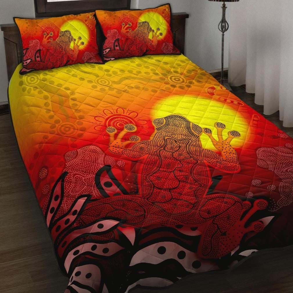 aboriginal-quilt-bed-set-indigenous-frog-red