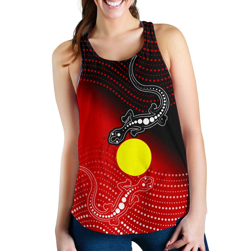 Aboriginal Women's Racerback Tank - Two Indigenous Lizard - Vibe Hoodie