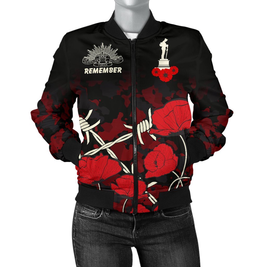anzac-womens-bomber-jacket-anzac-with-remembrance-poppy-flower-ver2