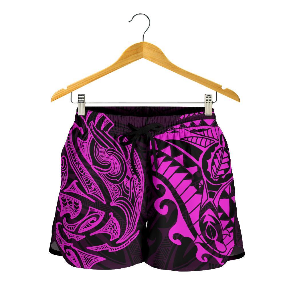 New Zealand All Over Print Women's Shorts, Maori Polynesian Tattoo Purple - Vibe Hoodie