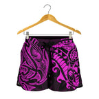 New Zealand All Over Print Women's Shorts, Maori Polynesian Tattoo Purple - Vibe Hoodie
