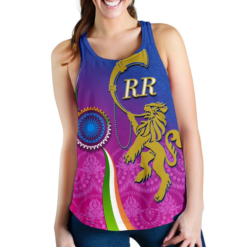 India Cricket Women Racerback Tank - Rajasthan Royals Version RR - Vibe Hoodie