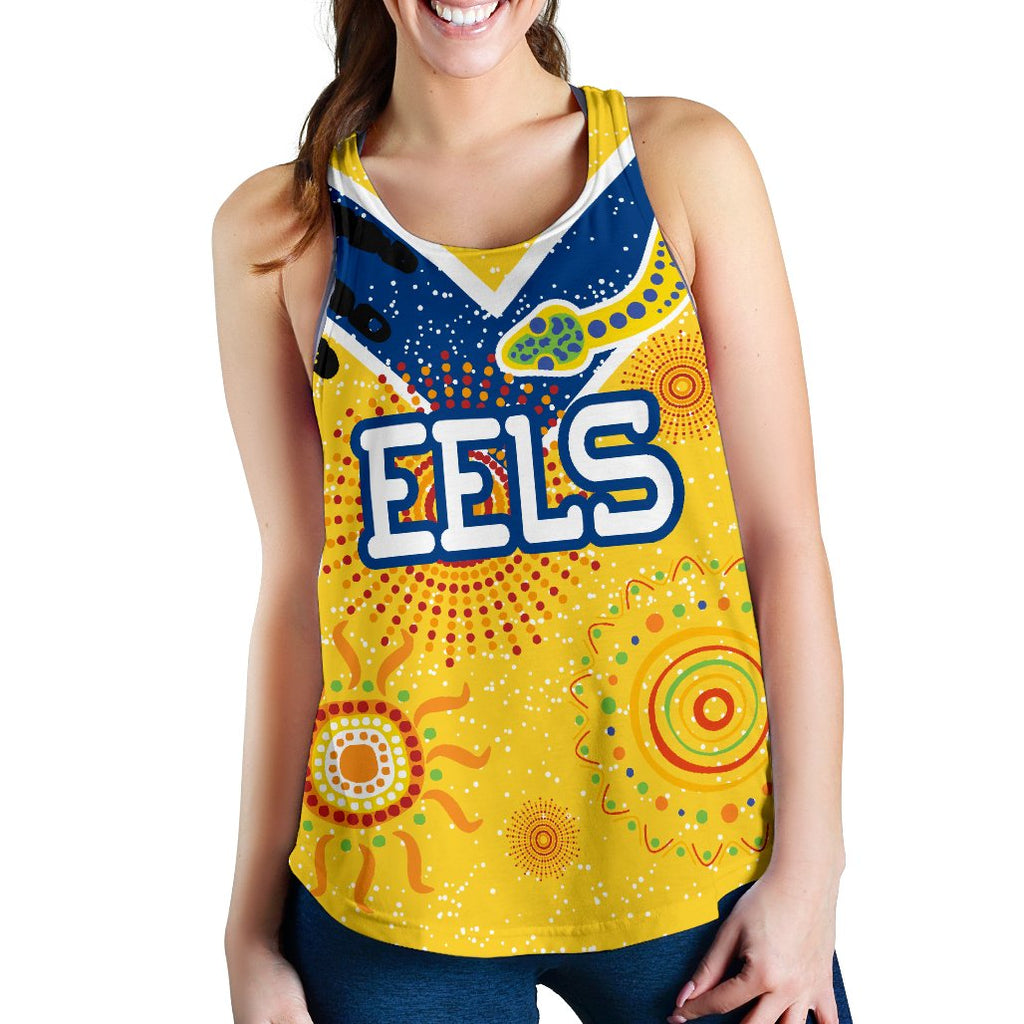Parramatta Eels Women Racerback Tank Ethnic Style - Vibe Hoodie