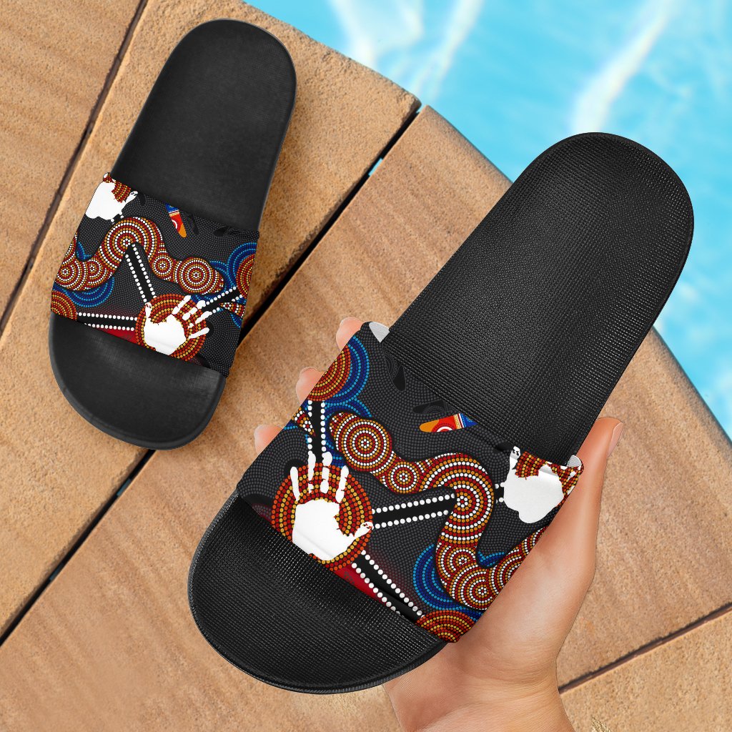 aboriginal-slide-sandals-australian-boomerang-and-snake-indigenous-art