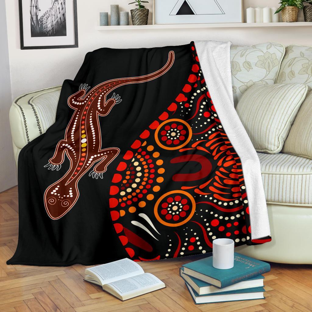 aboriginal-premium-blanket-aboriginal-lizard-with-dot-painting-pattern