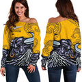 New Zealand Maori Women Off Shoulder Sweater Taranaki Bull - Vibe Hoodie