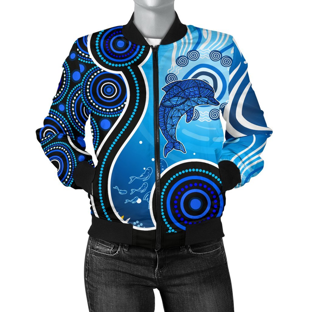 aboriginal-womens-bomber-jacket-dolphin-and-aboriginal-dot-patterns