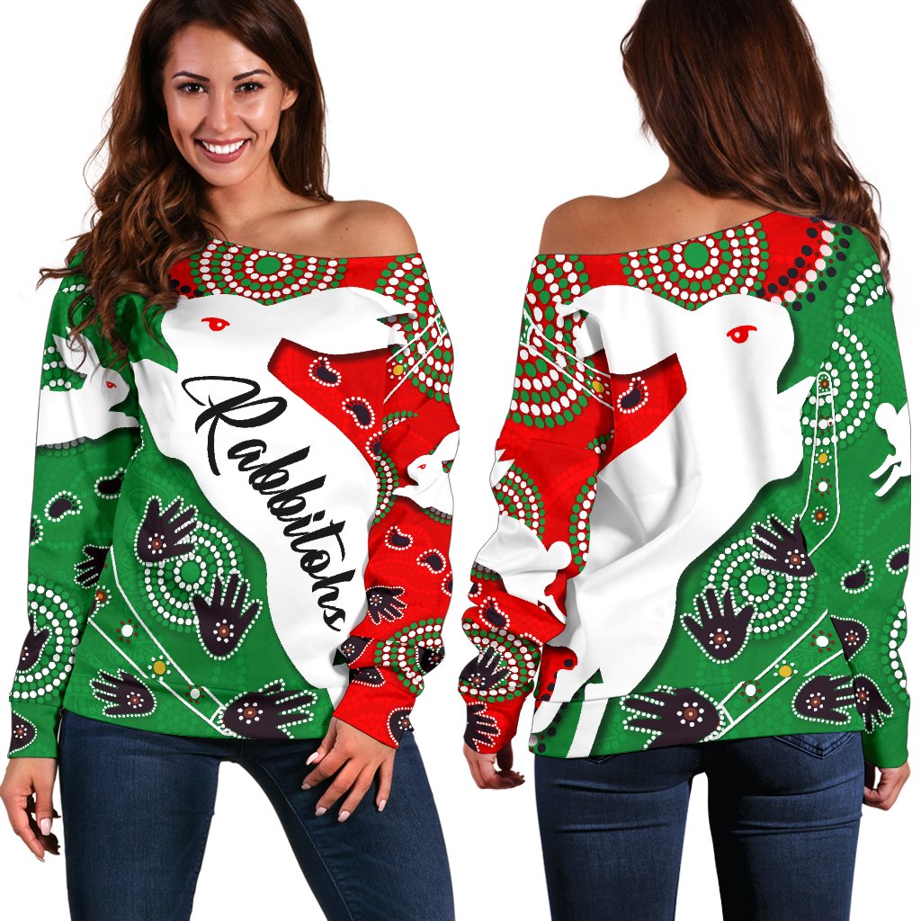 Rabbitohs Forever Off Shoulder Sweater Indigenous - Vibe Hoodie