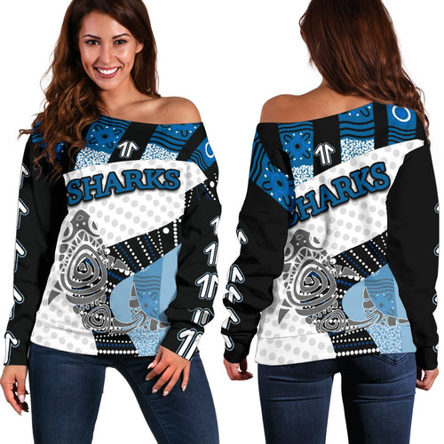 Sharks Women's Off Shoulder Sweater - Vibe Hoodie