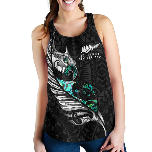 New Zealand Racerback Tank Manaia Paua Fern Wing - White - Vibe Hoodie