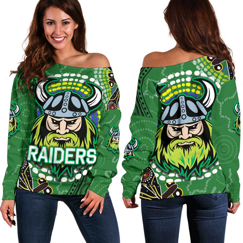 Raiders Women Off Shoulder Sweater Aboriginal - Vibe Hoodie