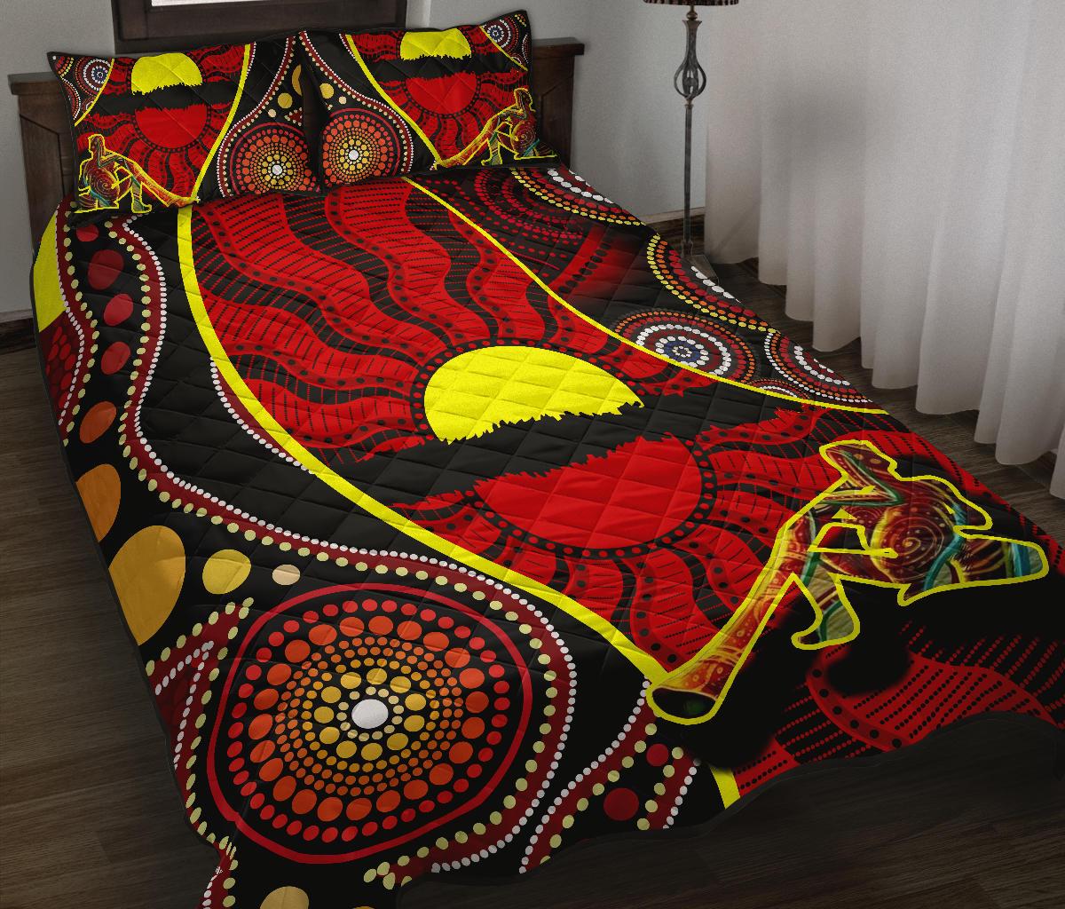 quilt-bed-set-australia-aboriginal-dots-with-didgeridoo