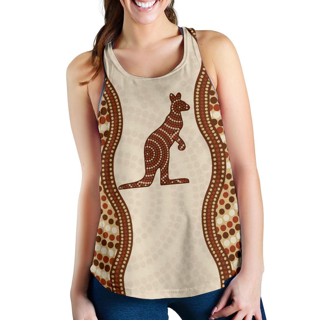 Racerback Tank - Kangaroo Top Tank Aboriginal Dot Painting - Women - Vibe Hoodie