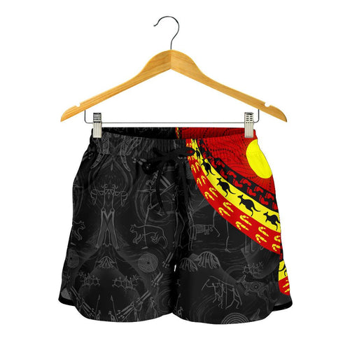 Aboriginal Women's Shorts, Indigenous Flag Circle Dot Painting - Vibe Hoodie