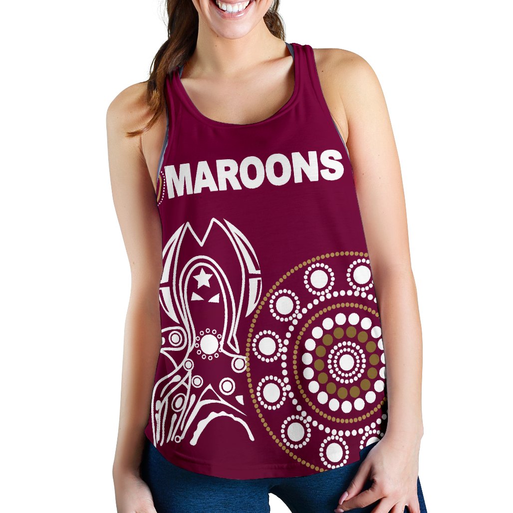 Queensland Women's Racerback Tank Maroons Simple Indigenous - Vibe Hoodie