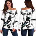 Collingwood Women Off Shoulder Sweater Pies Indigenous - White - Vibe Hoodie