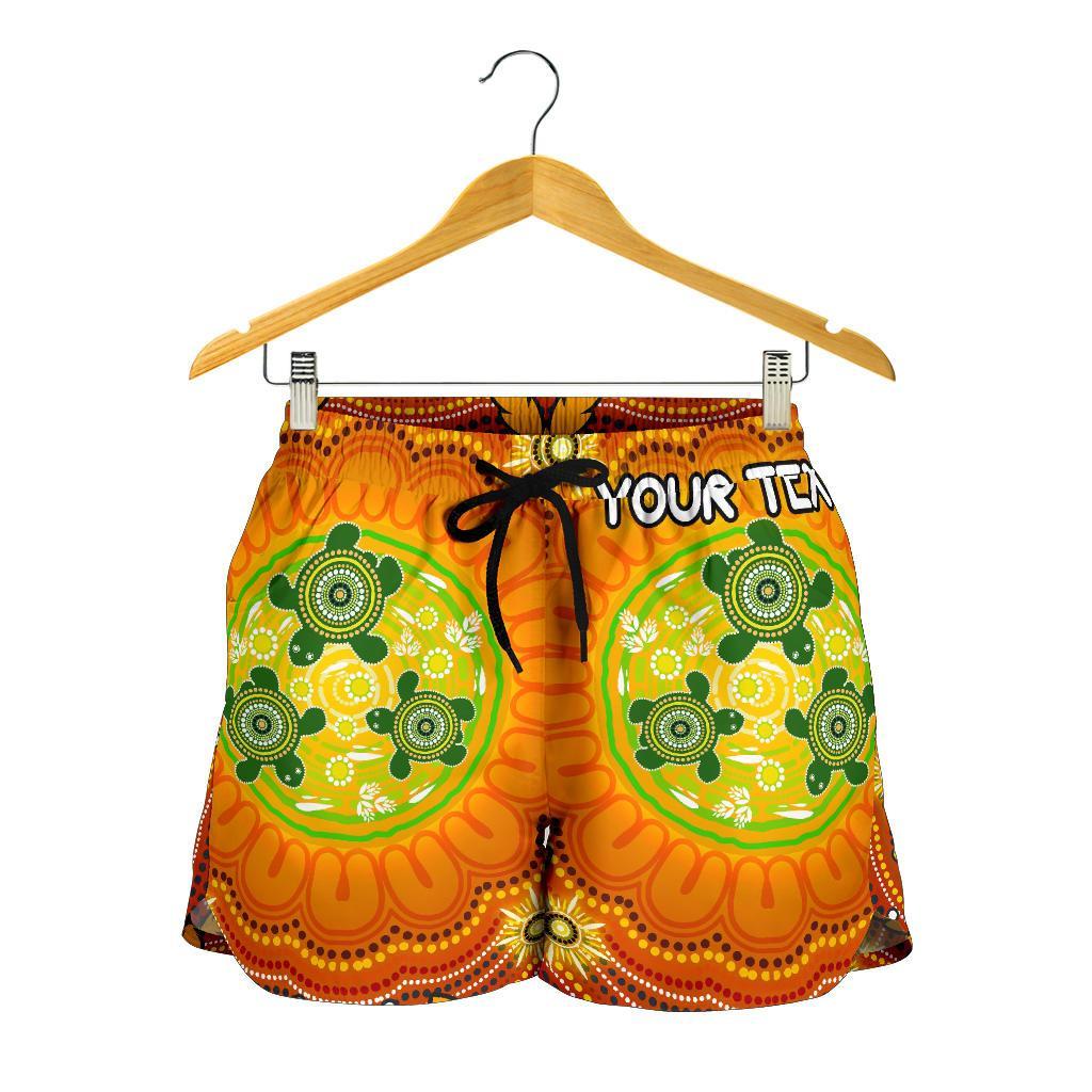 [Custom Text] Aboriginal Women's Shorts - Turtle Circle Dot Painting Art - Vibe Hoodie