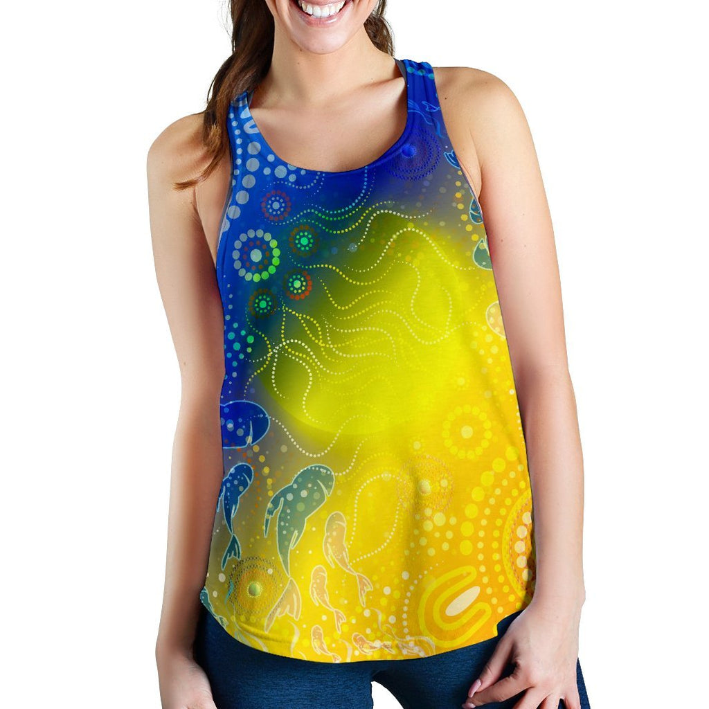 Aboriginal Women's Racerback Tank - Indigenous Fishing - Vibe Hoodie