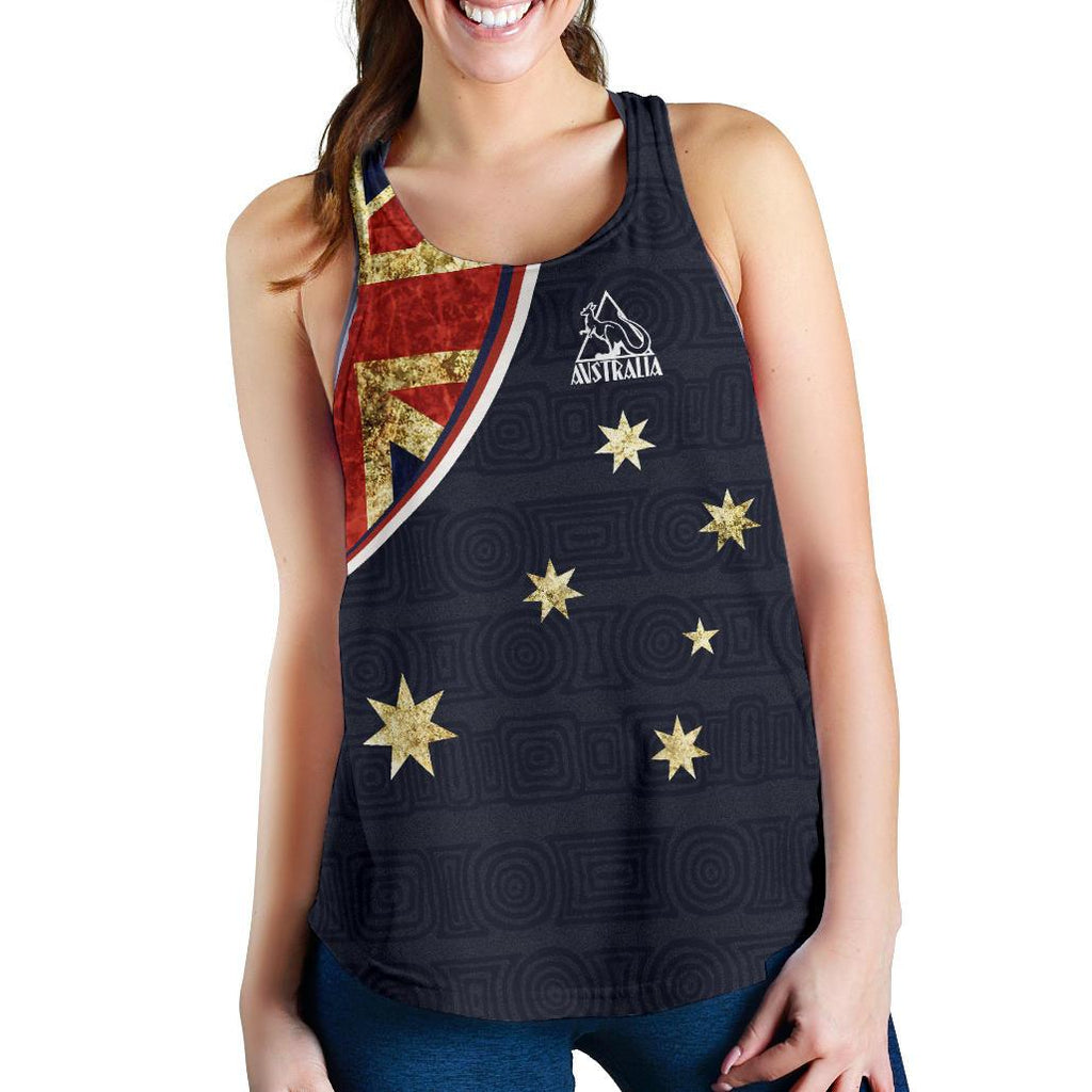 Racerback Tank - Aus Flag Top Tank Vintage Kangaroo Symbol - Women - Vibe Hoodie