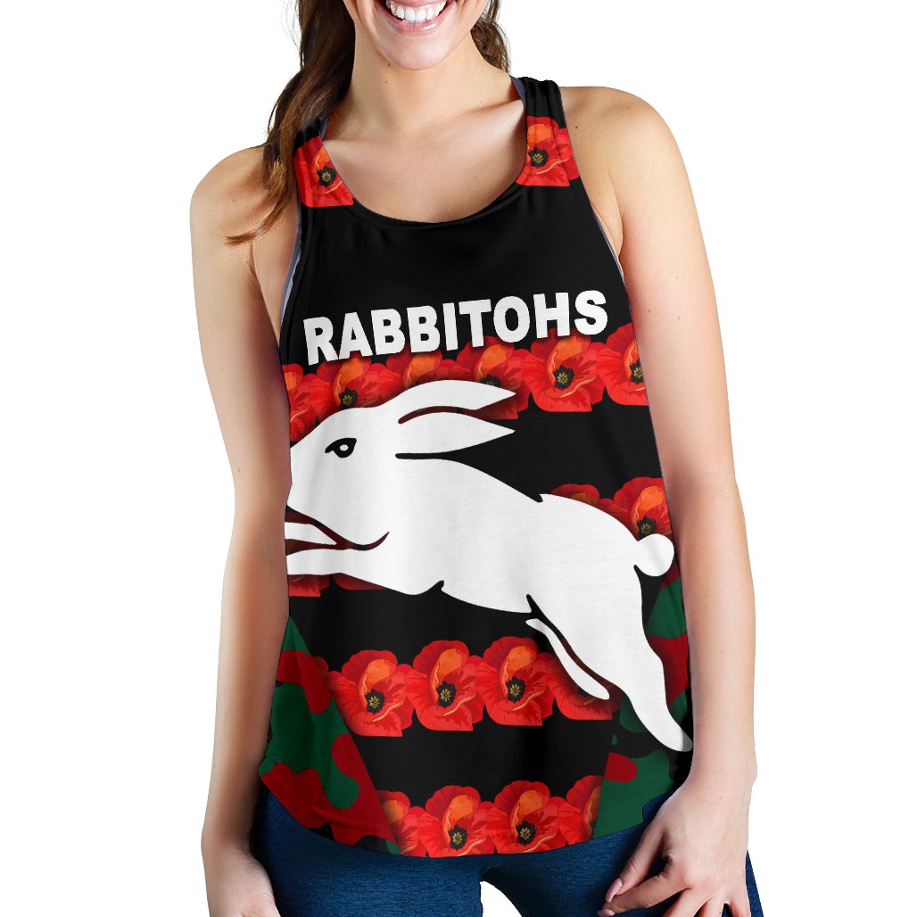 South Sydney Rabbitohs Women's Racerback Tank Anzac Day Poppy Flower Vibes - Vibe Hoodie