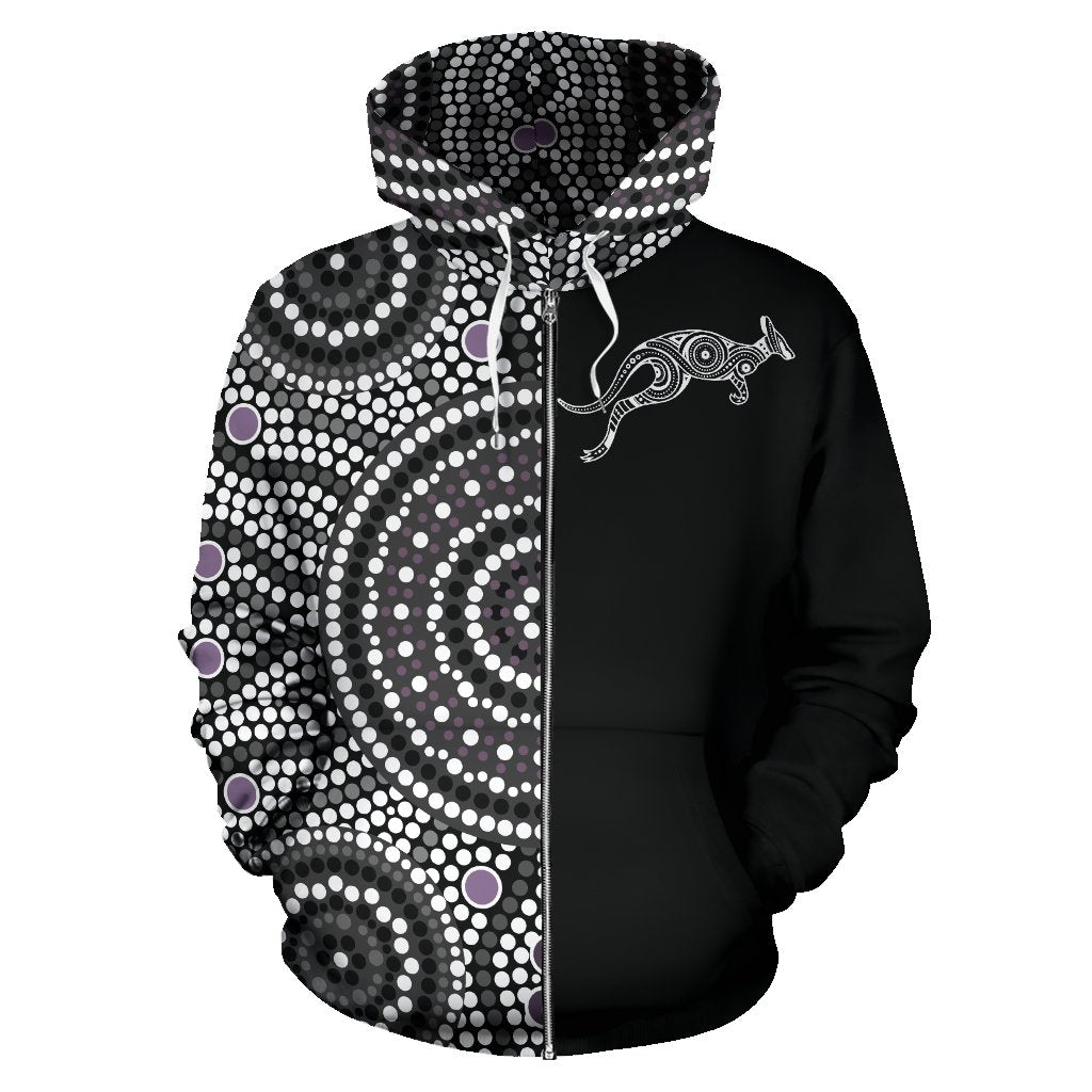 aboriginal-zip-up-hoodie-kangaroo-patterns-circle-dot-painting-ver01