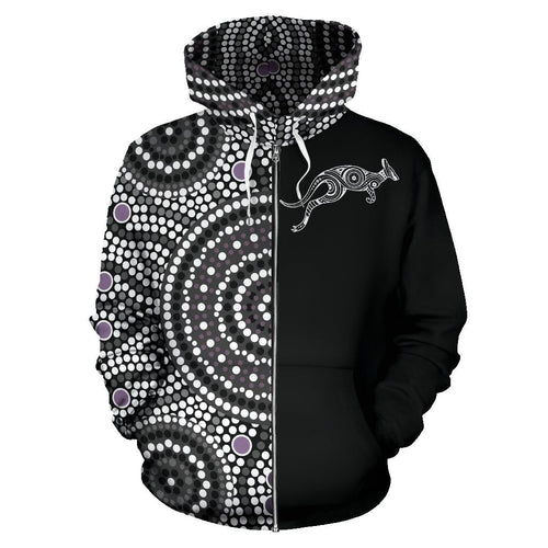 aboriginal-zip-up-hoodie-kangaroo-patterns-circle-dot-painting-ver01
