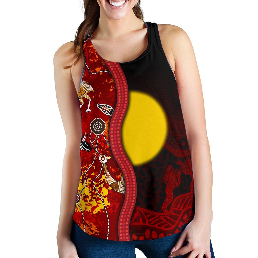 Aboriginal Women's Racerback Tank - Red Indigenous Flag - Vibe Hoodie