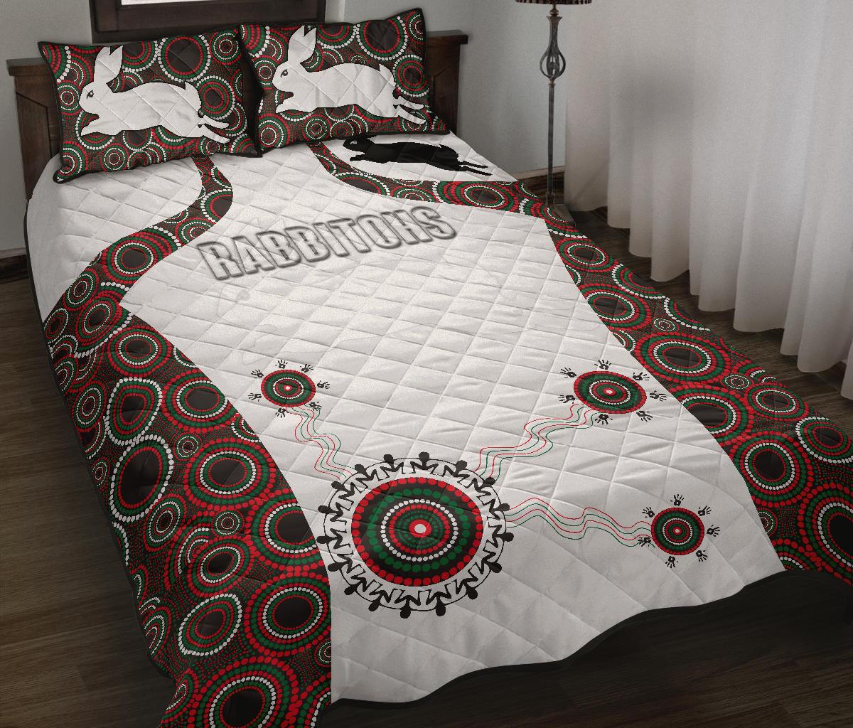 rabbitohs-indigenous-quilt-bed-set