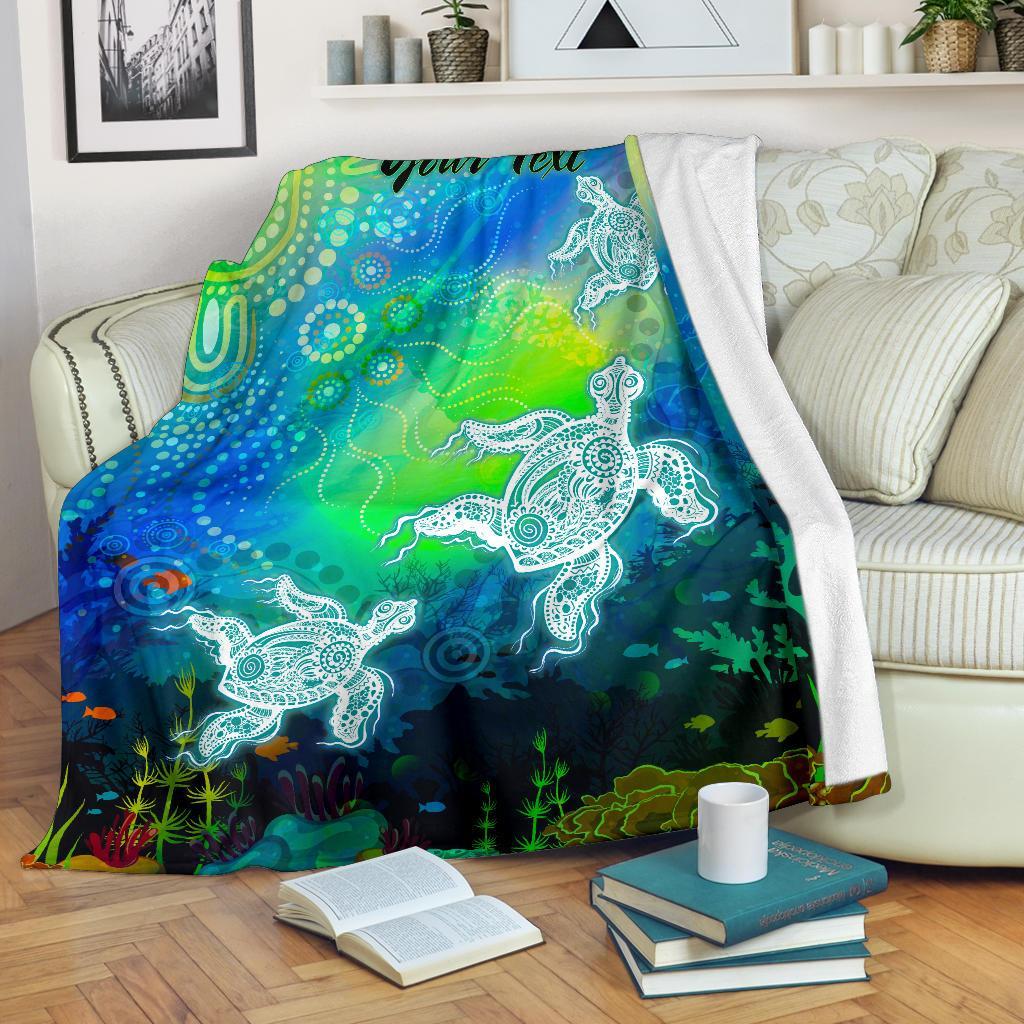custom-text-aboriginal-premium-blanket-indigenous-turtle-ocean-dot-painting-art