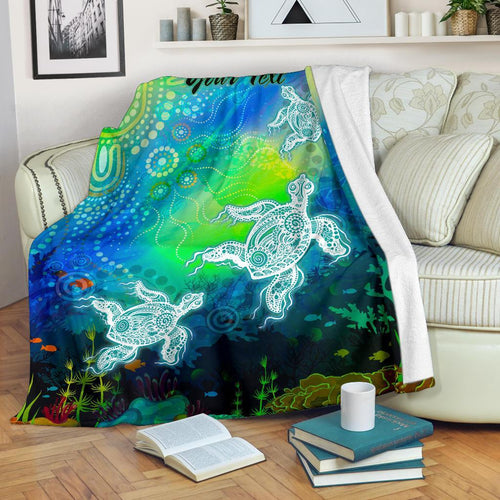 custom-text-aboriginal-premium-blanket-indigenous-turtle-ocean-dot-painting-art