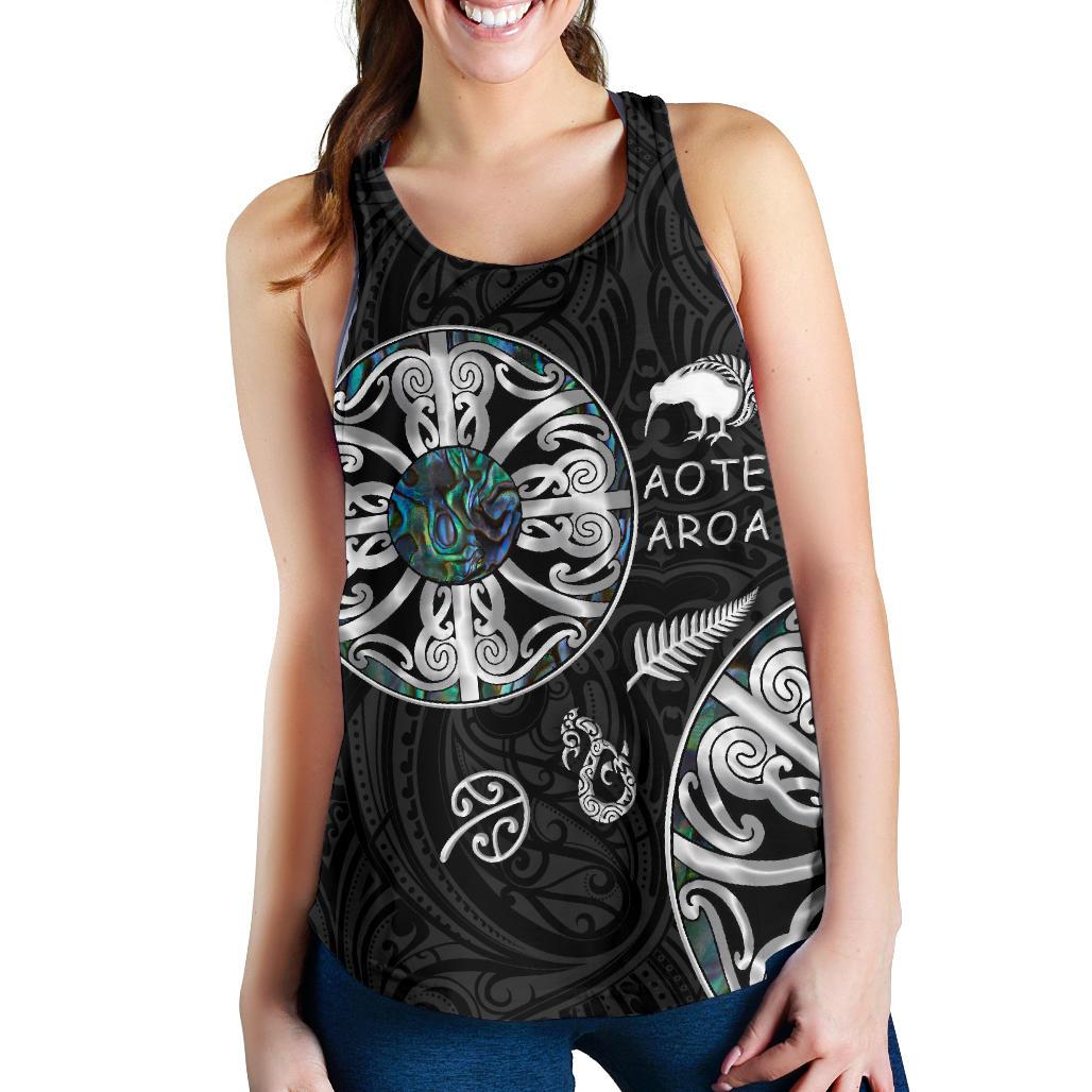 New Zealand Aotearoa Women Racerback Tank, Maori Mangopare Paua Shell Pullover - Vibe Hoodie