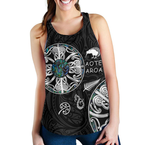New Zealand Aotearoa Women Racerback Tank, Maori Mangopare Paua Shell Pullover - Vibe Hoodie