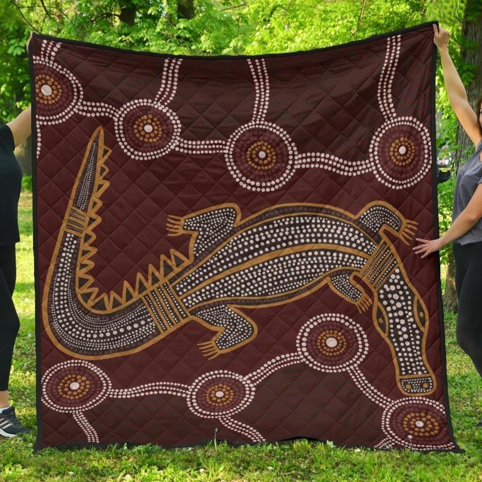 aboriginal-premium-quilt-indigenous-crocodile-brown-color