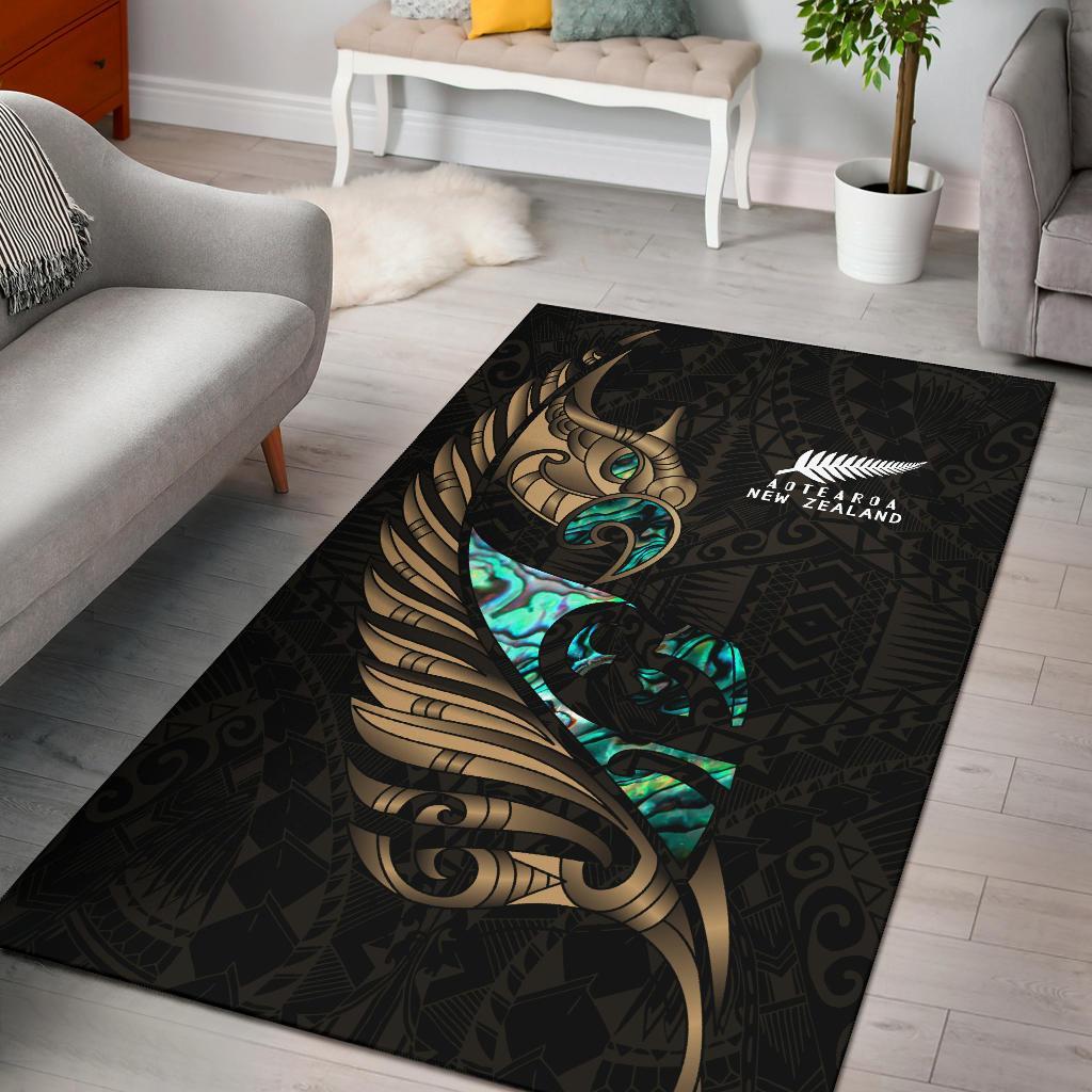 new-zealand-area-rug-manaia-paua-fern-wing-gold