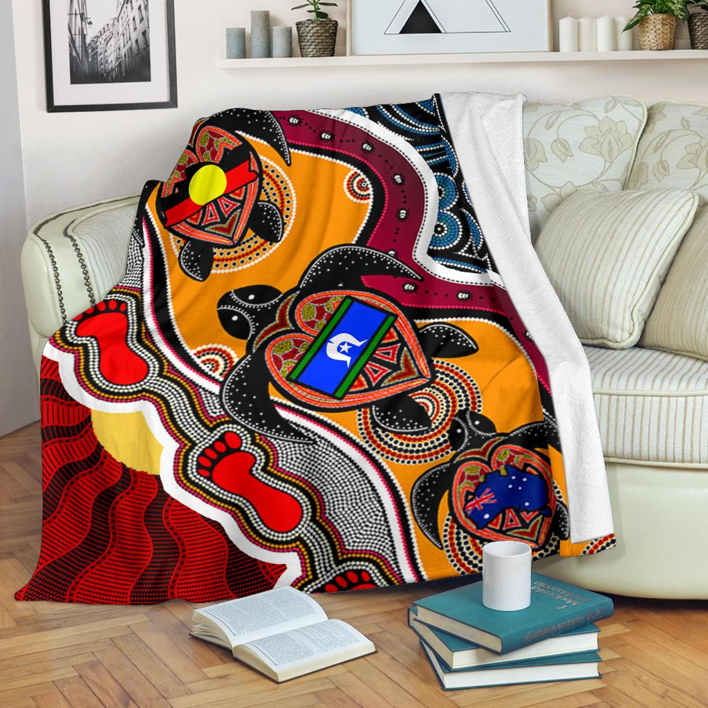 premium-blanket-australia-aboriginal-dots-with-turtle-and-naidoc-flags