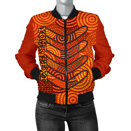 aboriginal-personalised-womens-bomber-jacket-aboriginal-boomerangs-and-dot-circle