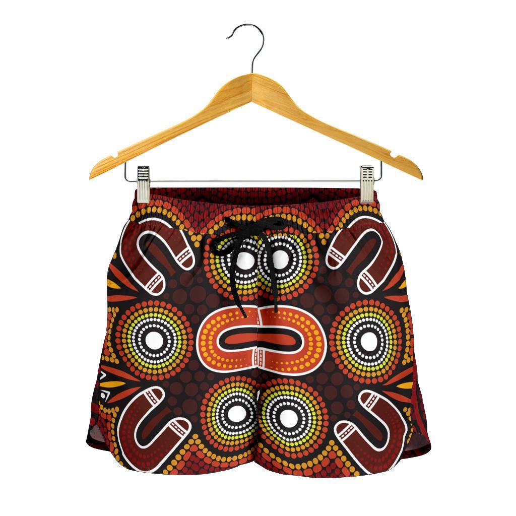 ABoriginal Women's Shorts - Aboriginal Dot Painting Flowers Style - Vibe Hoodie