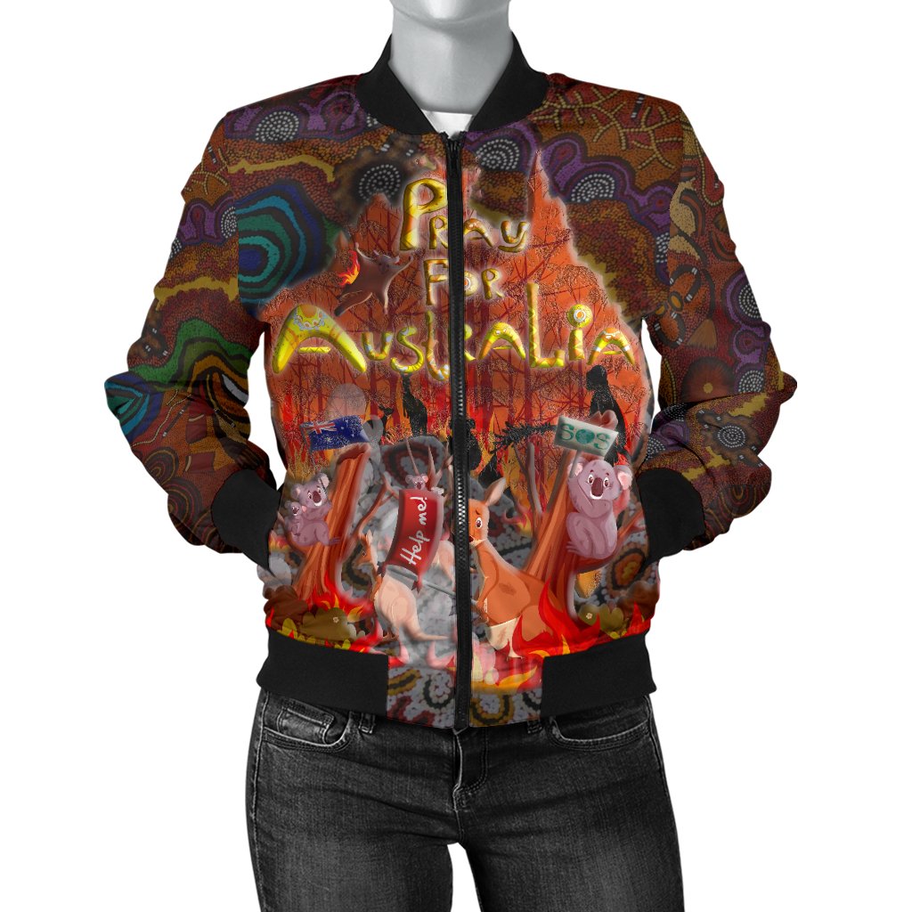 pray-for-australia-womens-bomber-jacket-aboriginal-pattern-love-australia