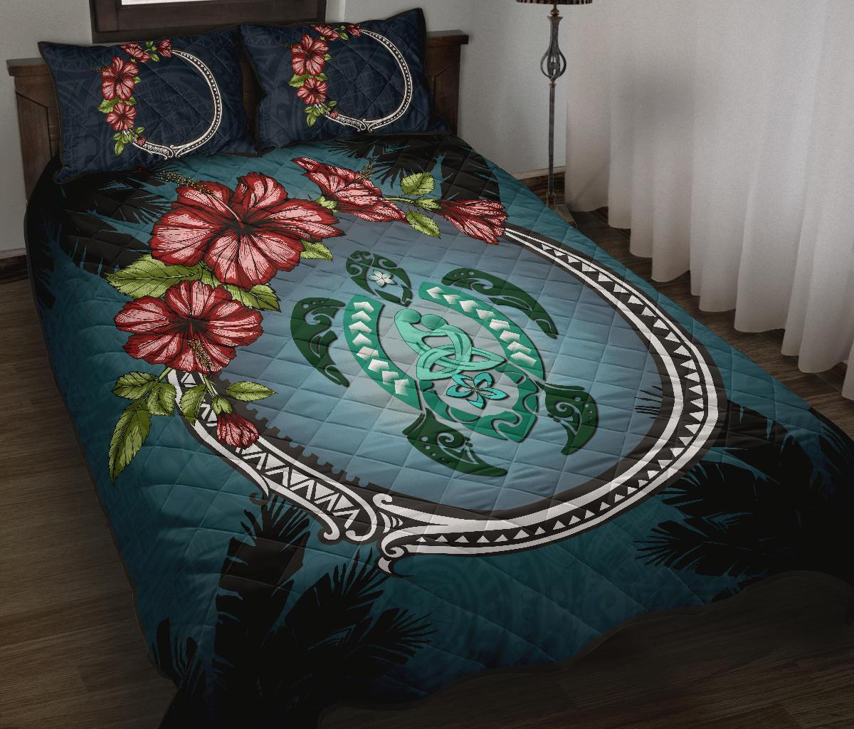 new-zealand-quilt-bed-set-polynesian-ohana-turtle-hibiscus-mother-son