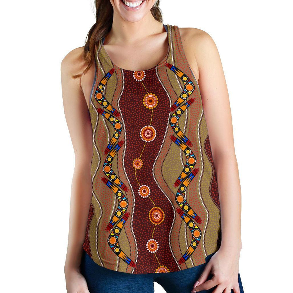 Racerback Tank - Aboriginal Dot Painting Top Tank - Women - Vibe Hoodie