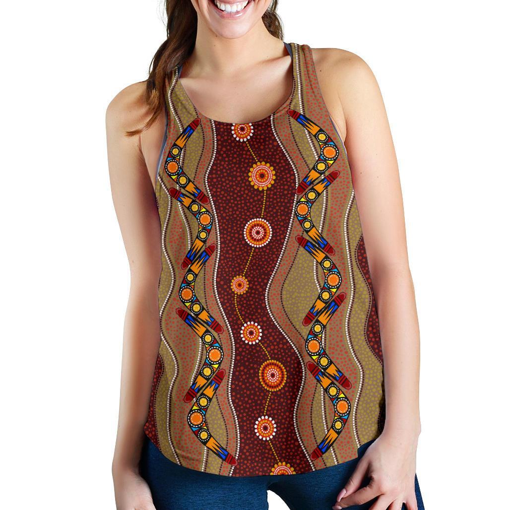 Racerback Tank - Aboriginal Dot Painting Top Tank - Women - Vibe Hoodie