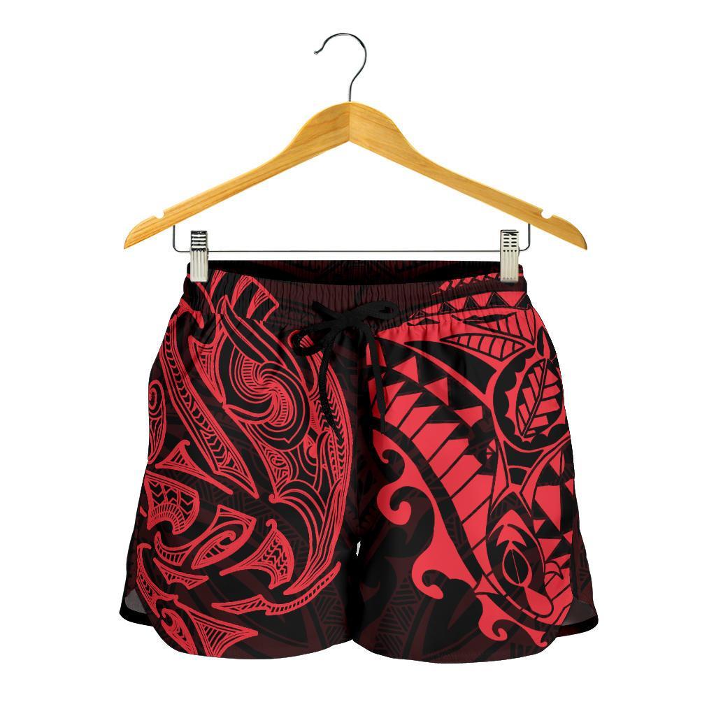 New ZealandAll Over Print Women's Shorts, Maori Polynesian Tattoo Red - Vibe Hoodie