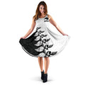 Aotearoa Silver Fern Koru Style Women Midi Dress Black White - Vibe Hoodie