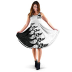 Aotearoa Silver Fern Koru Style Women Midi Dress Black White - Vibe Hoodie
