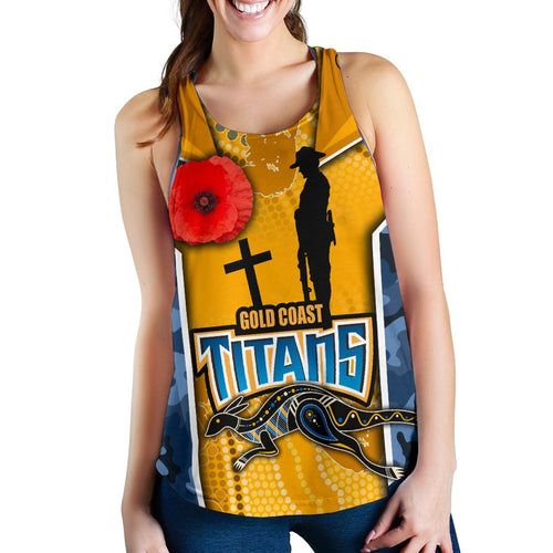 Titans Women's Racerback Tank Gold Coast Anzac Day Armor Version - Vibe Hoodie