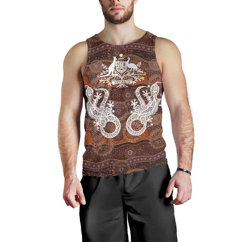 men-tank-top-australian-coat-of-arms-mens-tank-lizard-aboriginal-patterns