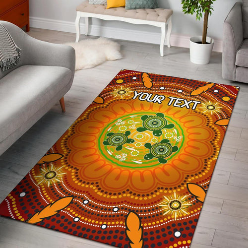 custom-text-aboriginal-area-rug-turtle-circle-dot-painting-art