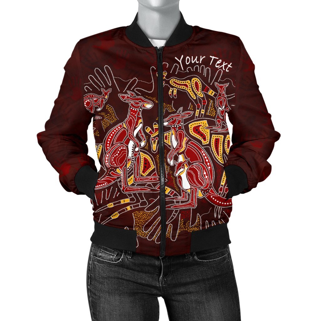 custom-aboriginal-womens-bomber-jacket-kangaroo-family-with-hand-art